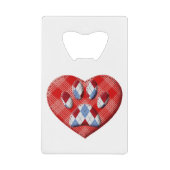 Dog Paw-afdrukken en rode harttekening Creditkaart Flessenopener (Voorkant)