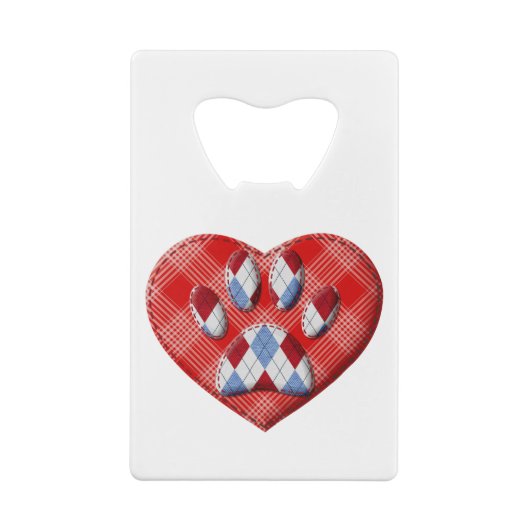 Dog Paw-afdrukken en rode harttekening Creditkaart Flessenopener (Achterkant)