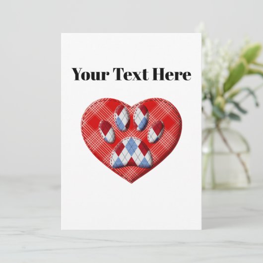 Dog Paw-afdrukken en rode harttekening Kaart (Staand voorkant)