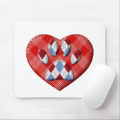 Dog Paw-afdrukken en rode harttekening Muismat (Met muis)