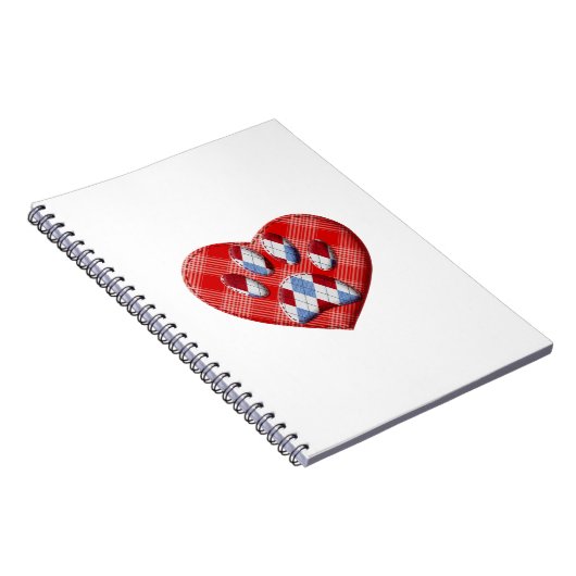 Dog Paw-afdrukken en rode harttekening Notitieboek (Rechterzijde)
