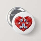 Dog Paw-afdrukken en rode harttekening Ronde Button 5,7 Cm (Voorkant /achterkant)