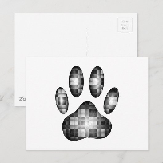Dog Paw-afdrukken in zwarte en witte verlopen Briefkaart (Voorkant / Achterkant)