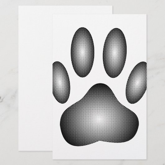Dog Paw-afdrukken in zwarte en witte verlopen Briefpapier (Voorkant / Achterkant)