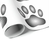 Dog Paw-afdrukken in zwarte en witte verlopen Cadeaupapier (Rol Hoek)