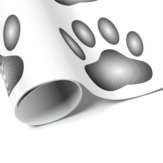 Dog Paw-afdrukken in zwarte en witte verlopen Cadeaupapier (Rol Hoek)