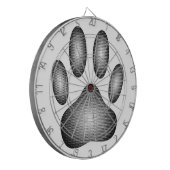 Dog Paw-afdrukken in zwarte en witte verlopen Dartbord (Voorkant Links)