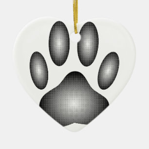Dog Paw-afdrukken in zwarte en witte verlopen Keramisch Ornament