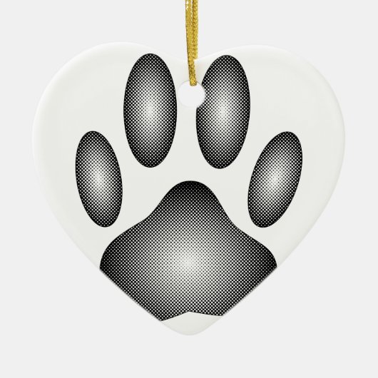 Dog Paw-afdrukken in zwarte en witte verlopen Keramisch Ornament (Voorkant)