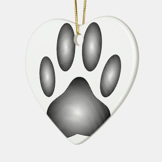 Dog Paw-afdrukken in zwarte en witte verlopen Keramisch Ornament (Links)