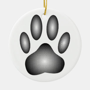 Dog Paw-afdrukken in zwarte en witte verlopen Keramisch Ornament