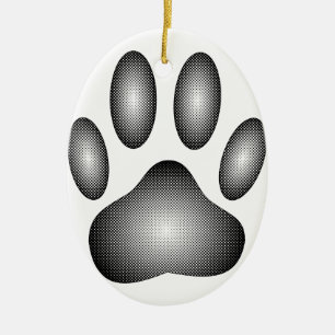 Dog Paw-afdrukken in zwarte en witte verlopen Keramisch Ornament