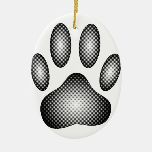 Dog Paw-afdrukken in zwarte en witte verlopen Keramisch Ornament (Voorkant)