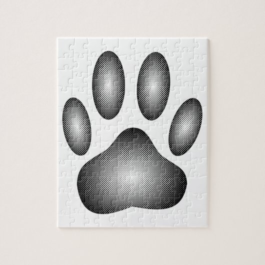 Dog Paw-afdrukken in zwarte en witte verlopen Legpuzzel (Verticaal)