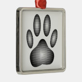 Dog Paw-afdrukken in zwarte en witte verlopen Metalen Ornament (Rechts)
