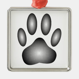 Dog Paw-afdrukken in zwarte en witte verlopen Metalen Ornament