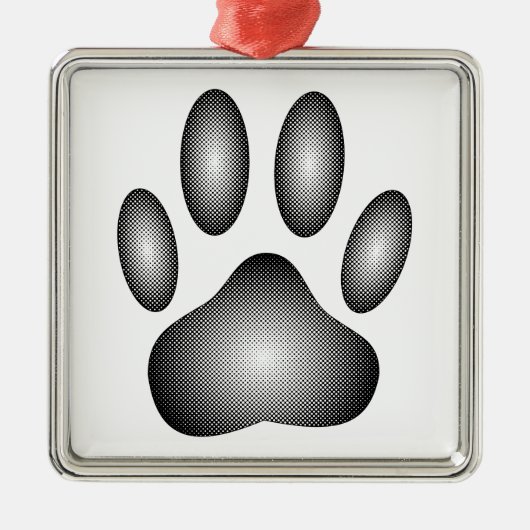 Dog Paw-afdrukken in zwarte en witte verlopen Metalen Ornament (Voorkant)