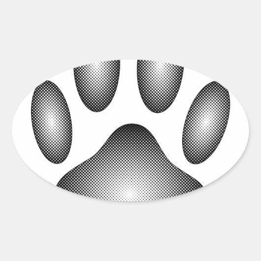 Dog Paw-afdrukken in zwarte en witte verlopen Ovale Sticker (Voorkant)