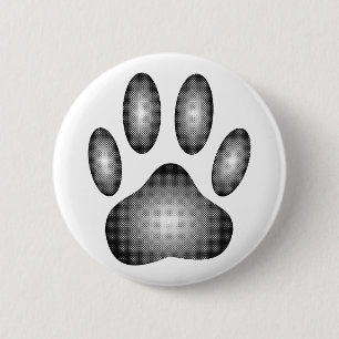 Dog Paw-afdrukken in zwarte en witte verlopen Ronde Button 5,7 Cm