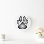 Dog Paw-afdrukken in zwarte en witte verlopen Ronde Klok (Huis)