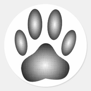 Dog Paw-afdrukken in zwarte en witte verlopen Ronde Sticker