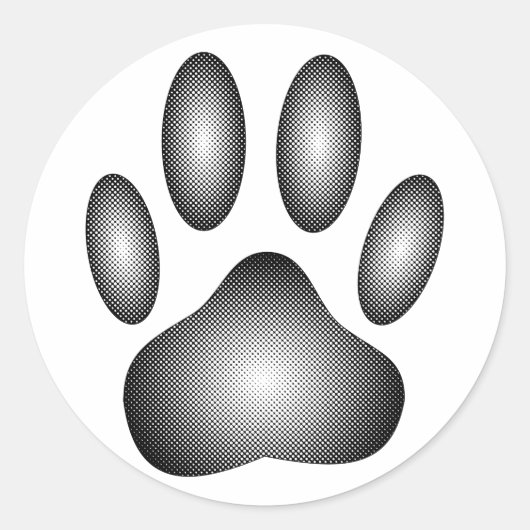 Dog Paw-afdrukken in zwarte en witte verlopen Ronde Sticker (Voorkant)