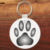 Dog Paw-afdrukken in zwarte en witte verlopen Sleutelhanger (Voorkant)