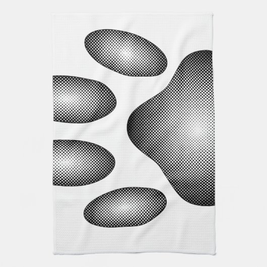 Dog Paw-afdrukken in zwarte en witte verlopen Theedoek (Verticaal)