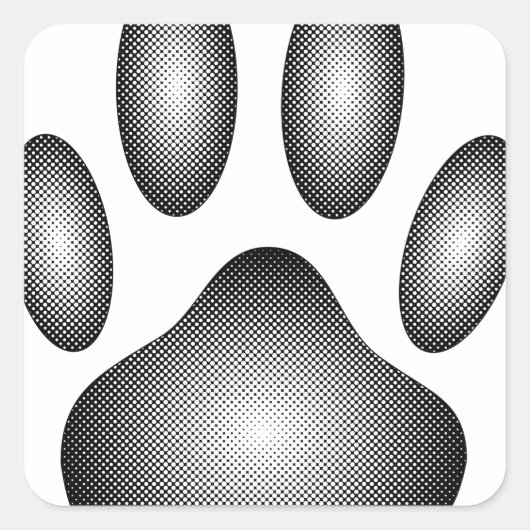 Dog Paw-afdrukken in zwarte en witte verlopen Vierkante Sticker (Voorkant)