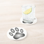 Dog Paw-afdrukken in zwarte en witte verlopen Zandsteen Onderzetter (Zijkant)