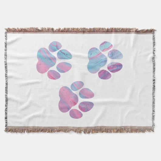 Dog Paw-afdrukken - kleurrijke verfstalen Deken (Voorkant)