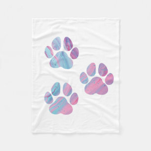 Dog Paw-afdrukken - kleurrijke verfstalen Fleece Deken