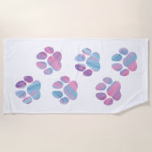 Dog Paw-afdrukken - kleurrijke verfstalen Strandlaken (Voorkant)