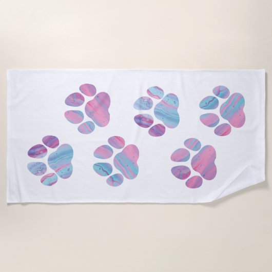 Dog Paw-afdrukken - kleurrijke verfstalen Strandlaken (Voorkant)