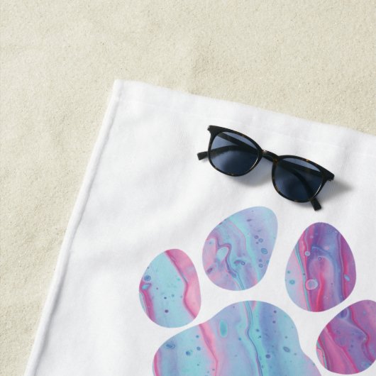 Dog Paw-afdrukken - kleurrijke verfstalen Strandlaken (In situ)