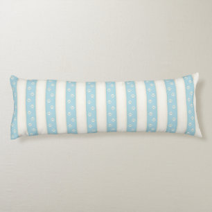 Dog Paw-afdrukken Lichtblauw en Antiek witte strep Lichaamskussen