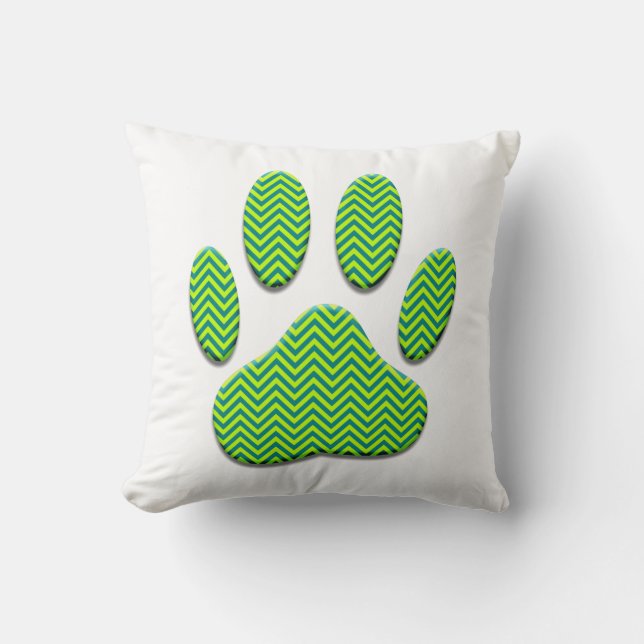 Dog Paw afdrukken met Chevron Pattern Kussen (Voorkant)