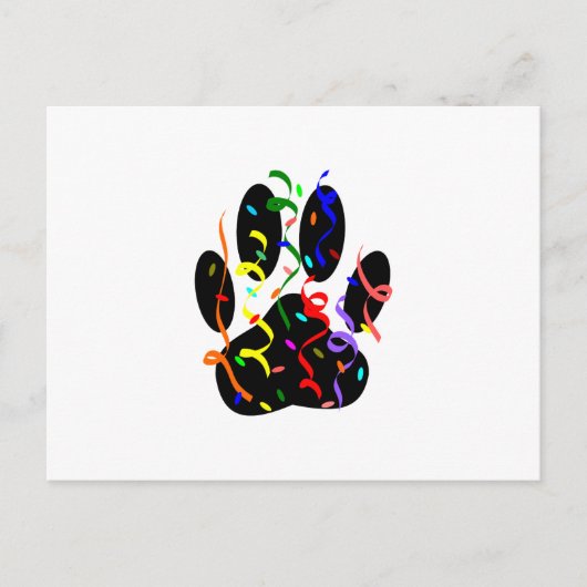 Dog Paw-afdrukken met Confetti en streamer Briefkaart (Voorkant)
