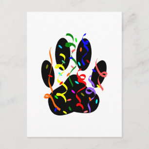 Dog Paw-afdrukken met Confetti en streamer Briefkaart