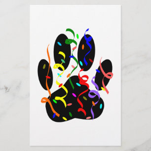 Dog Paw-afdrukken met Confetti en streamer Briefpapier