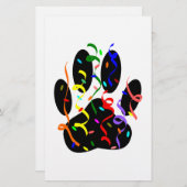 Dog Paw-afdrukken met Confetti en streamer Briefpapier (Voorkant / Achterkant)