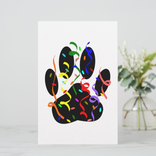 Dog Paw-afdrukken met Confetti en streamer Briefpapier (Staand voorkant)