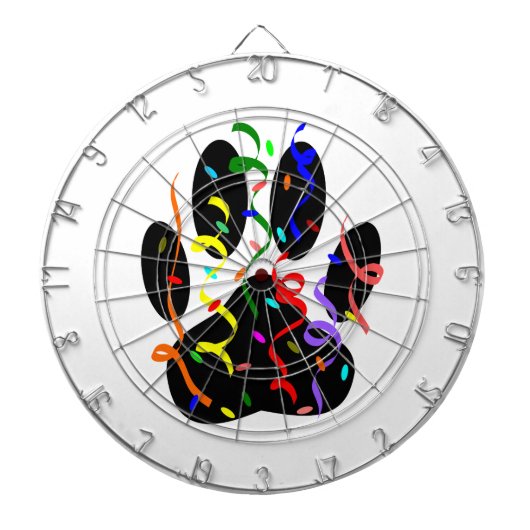 Dog Paw-afdrukken met Confetti en streamer Dartbord (Voorkant)