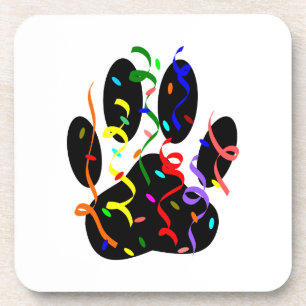 Dog Paw-afdrukken met Confetti en streamer Drankjes Onderzetter