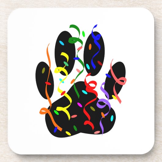 Dog Paw-afdrukken met Confetti en streamer Drankjes Onderzetter (Voorkant)