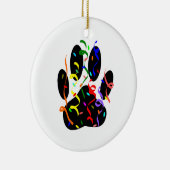 Dog Paw-afdrukken met Confetti en streamer Keramisch Ornament (Rechts)