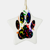 Dog Paw-afdrukken met Confetti en streamer Keramisch Ornament (Rechts)