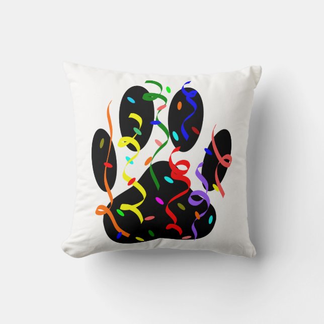 Dog Paw-afdrukken met Confetti en streamer Kussen (Voorkant)