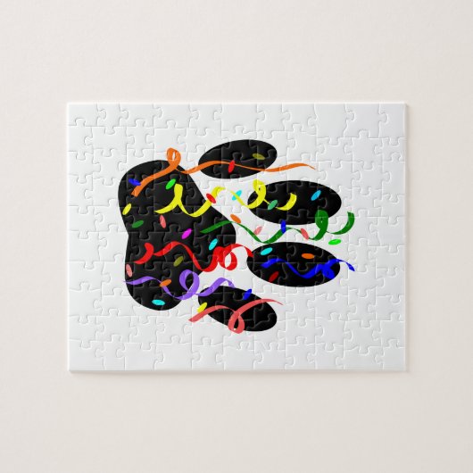 Dog Paw-afdrukken met Confetti en streamer Legpuzzel (Horizontaal)