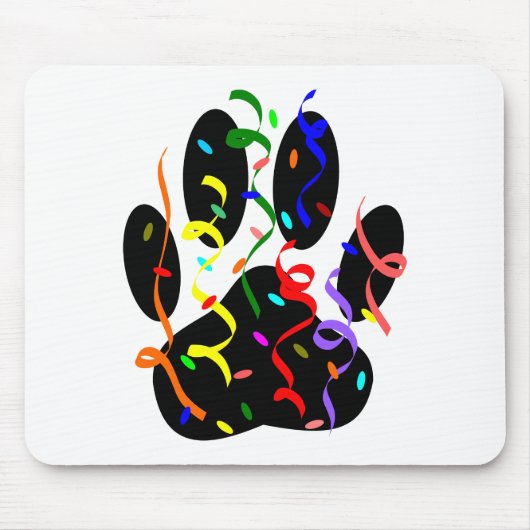 Dog Paw-afdrukken met Confetti en streamer Muismat (Voorkant)
